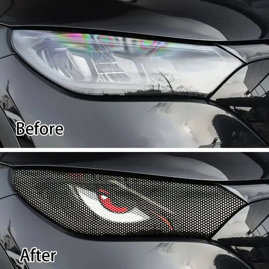 2-Pack Car Headlight Grid Eye Stickers, Durable Headlight and Taillight Decals, Simple Self-Adhesive Vinyl Car Light Stickers, Universal Car Accessories, Vehicle Decoration